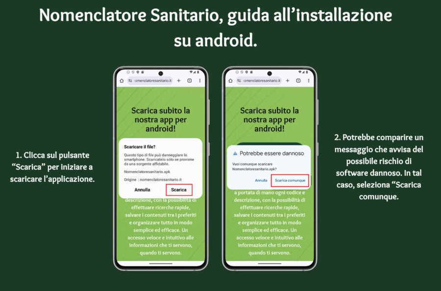 Passi 1 e 2: clicca Scarica, conferma se avvisato di rischio