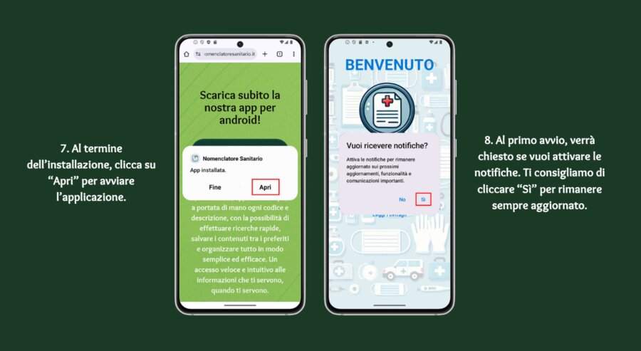Passi 7 e 8: apri l'app, attiva le notifiche